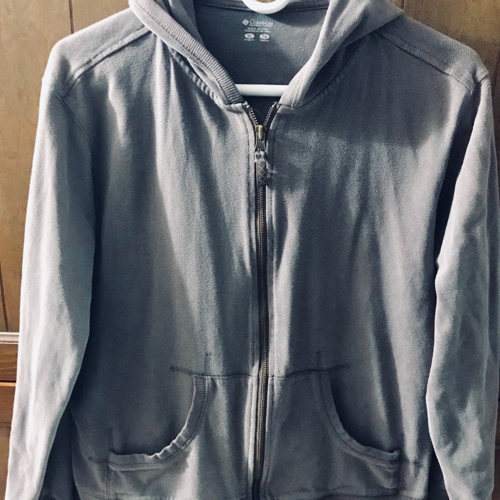 Columbia zip up brown hooded sweatshirt